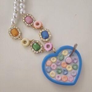 Colorful Beaded Necklace with Heart Pendant